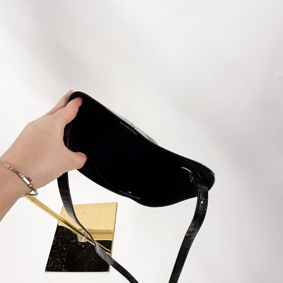 OAK + FORT Pleather Faux Croc Leather Bucket Back with rope handles pocket - Picture 10 of 12